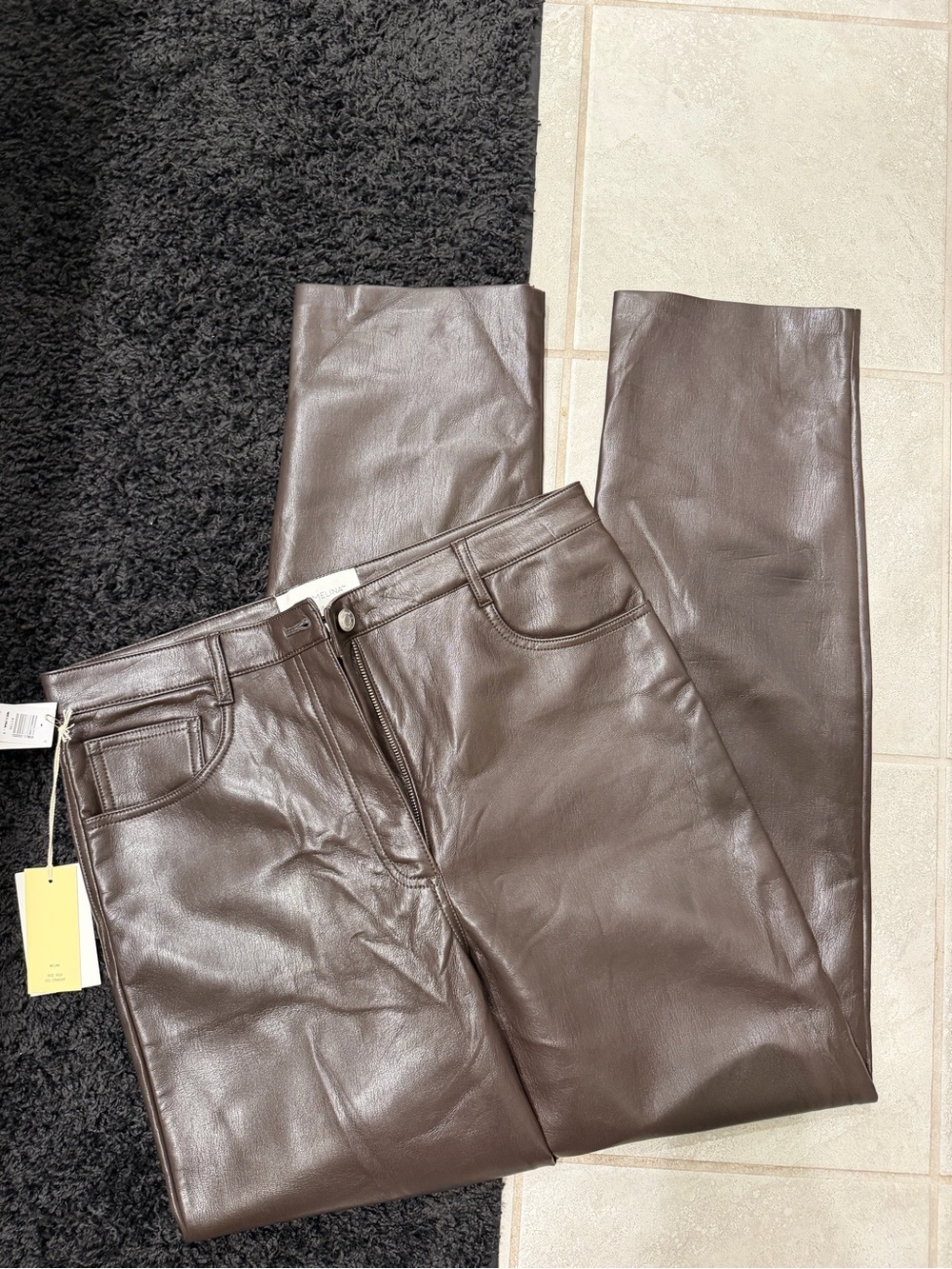 Aritzia Melina Brown Leather Pants
